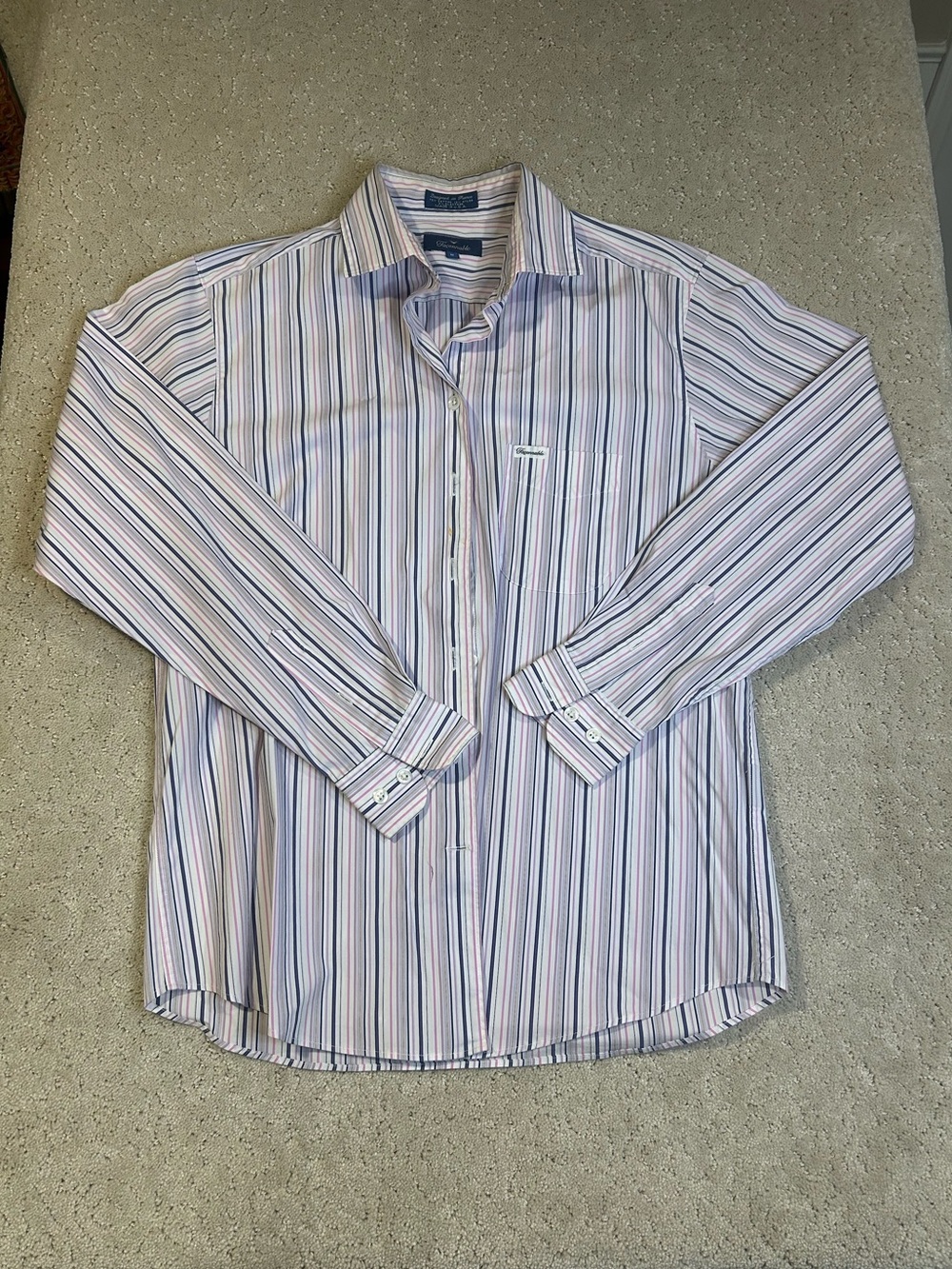 Faconnable Button Up Shirt‎ Mens Medium Pink Purple Striped